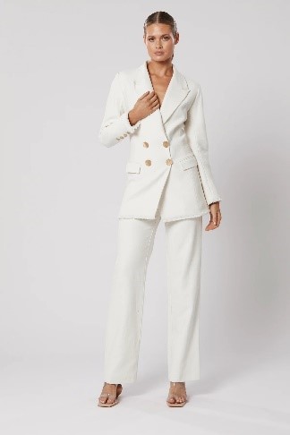 Winona Australia White Zima double breasted blazer with matching zima pant