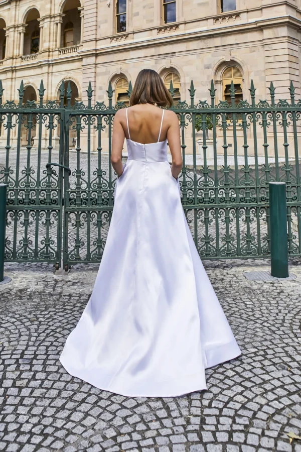 Tania Olsen PO940 Ayla debutante, formal or bridal dress in pure white back