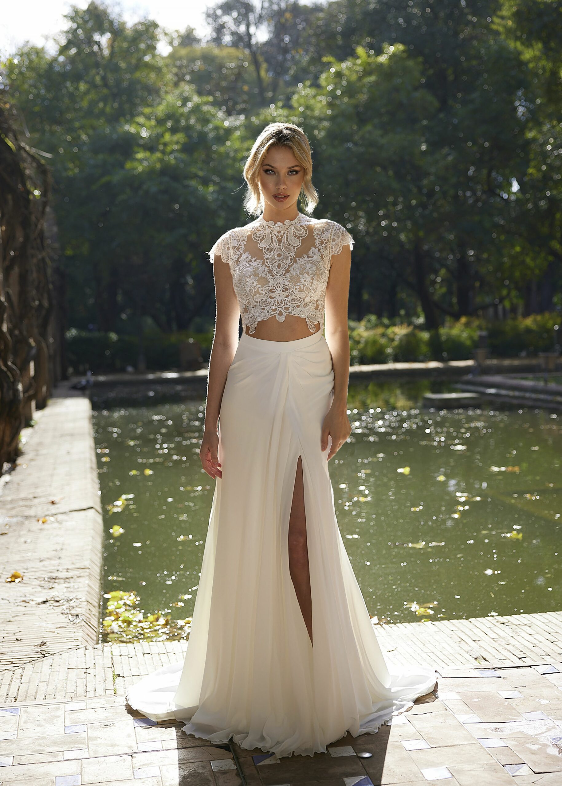Libelle Bridal Izzie top from their Innocent Collection paired with Iris skirt, front view