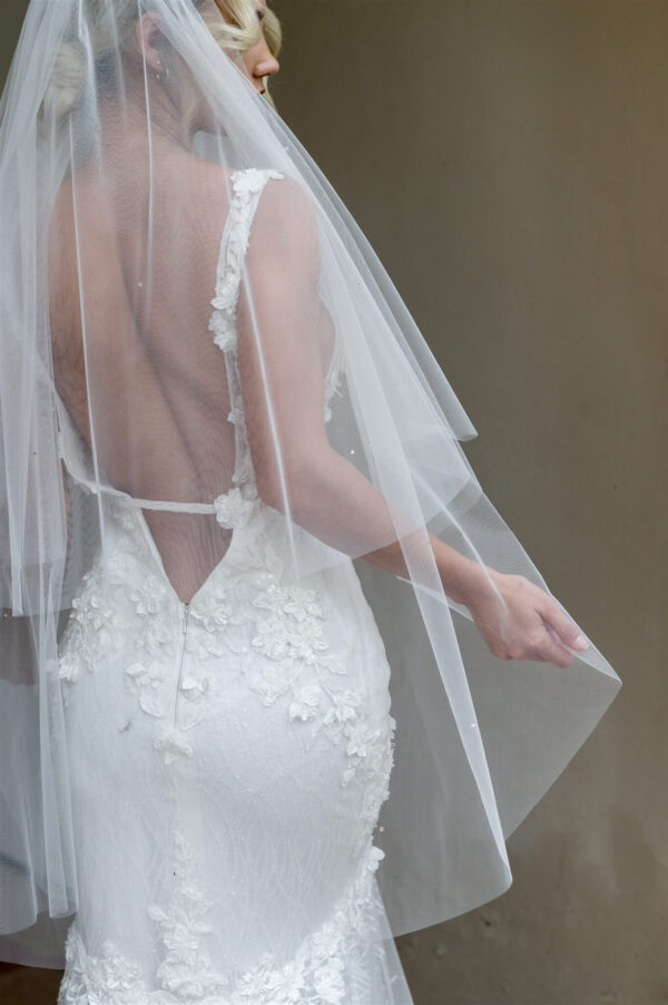 Dreamtime Designs Wendy 66" 2 tier veil in ivory. back view