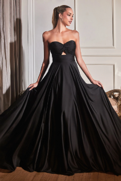 Gemma - La Divine 7496 strapless satin formal dress in black