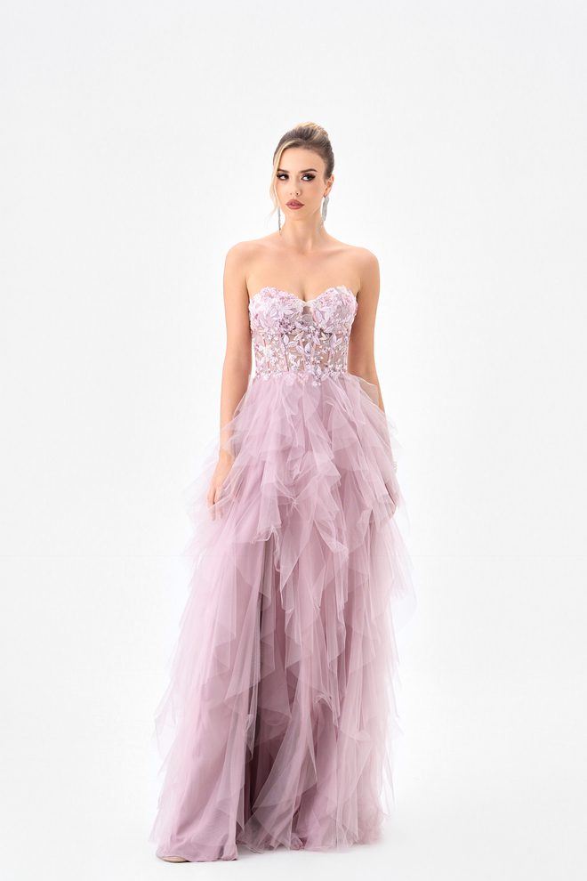 Faith Sheer Frill Gown B85D0406 - Image 3
